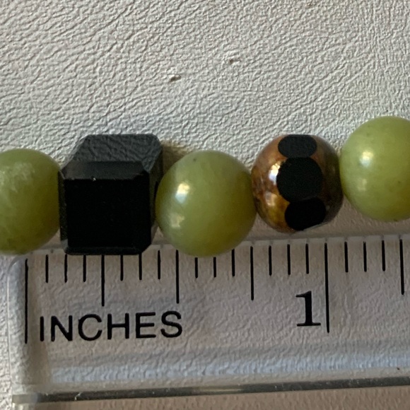 Necklace beaded jade crystal and glass - Picture 10 of 12